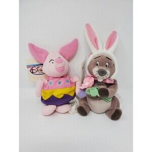 VINTAGE DISNEY STORE WINNIE THE POOH EASTER BEAN BAG PLUSH PIGLET & GOPHER